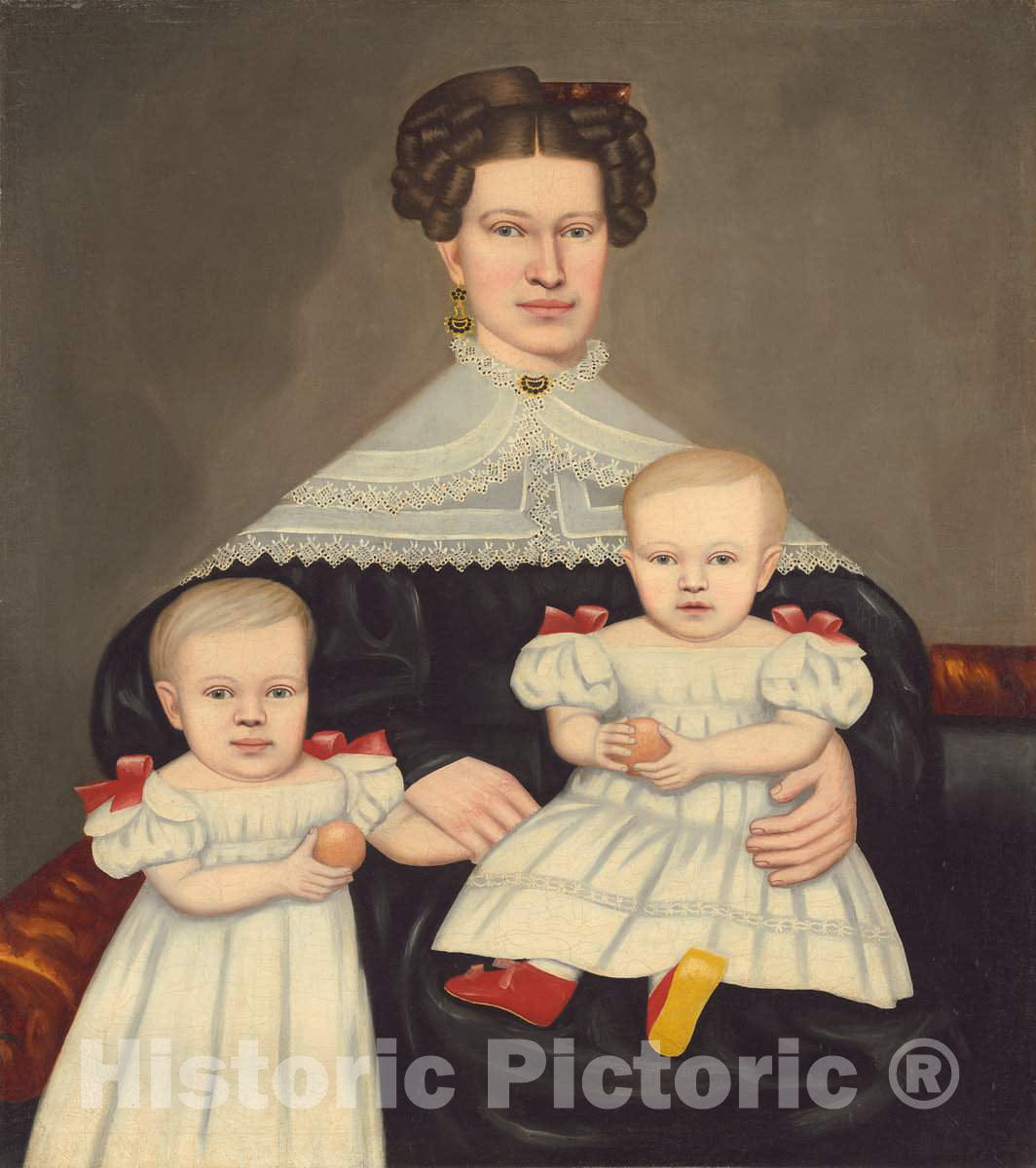 Art Print : Erastus Salisbury Field, Mrs. Paul Smith Palmer and Her Twins, c.1837 - Vintage Wall Art