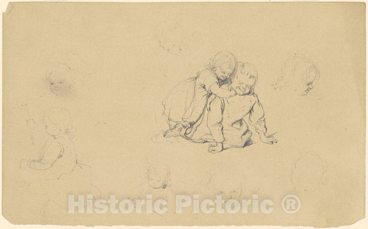 Art Print : Clonney, Studies of Children at Play, c. 1840-1850 - Vintage Wall Art