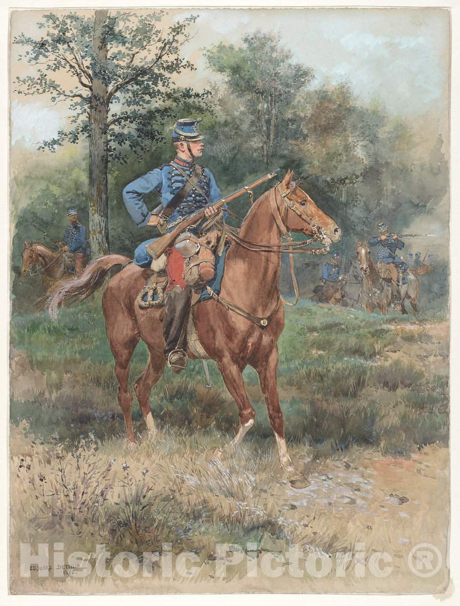 Art Print : Edouard Detaille, Chasseur Ã  Cheval (Soldier on Horseback), 1885 - Vintage Wall Art