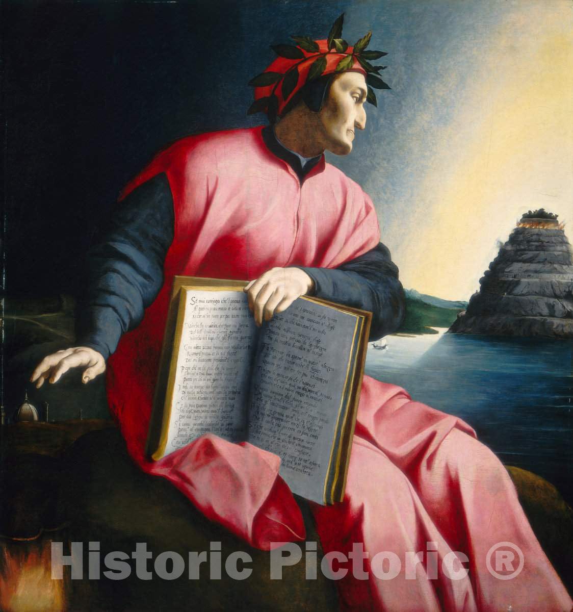 Art Print : Allegorical Portrait of Dante, Late 16th Century - Vintage Wall Art