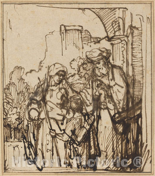 Art Print : Rembrandt, The Dismissal of Hagar, c.1641 - Vintage Wall Art