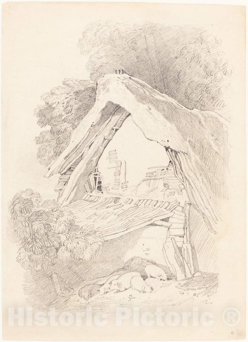Art Print : Sell Cotman, Cottage at Diss - Vintage Wall Art