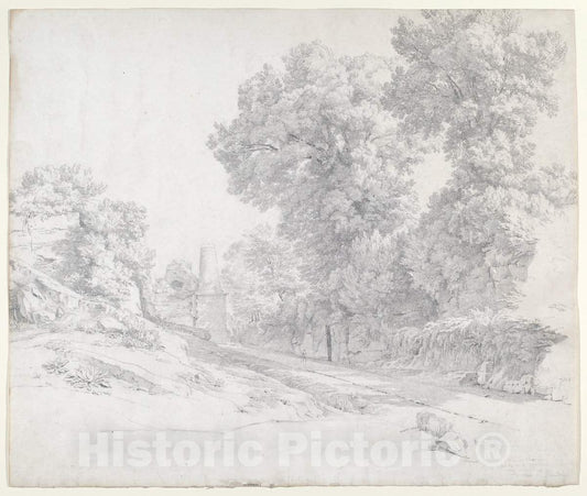 Art Print : Flandrin, Oaks Along The Appian Way Near Albano, 1834 - Vintage Wall Art