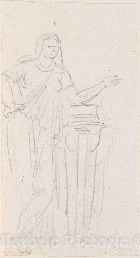 Art Print : Hubert Robert, Statue of a Vestal Virgin, c.1760 - Vintage Wall Art