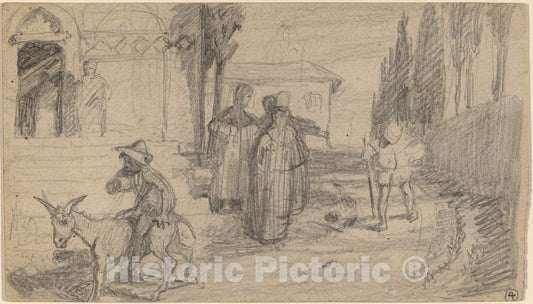 Art Print : Elihu Vedder, The Parable of The Miller and The Donkey, c. 1859 - Vintage Wall Art