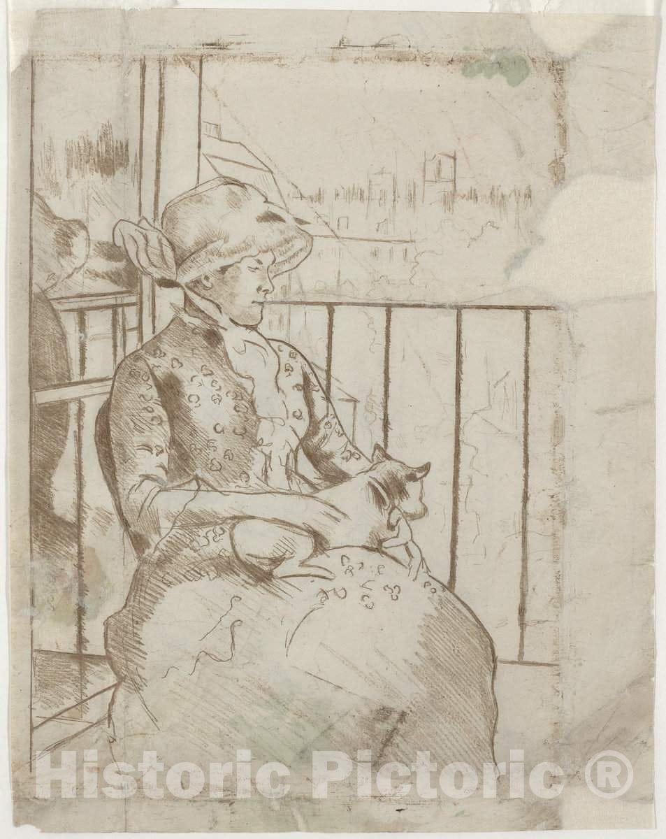 Art Print : Mary Cassatt, Susan on a Balcony Holding a Dog [Verso], c. 1883 - Vintage Wall Art