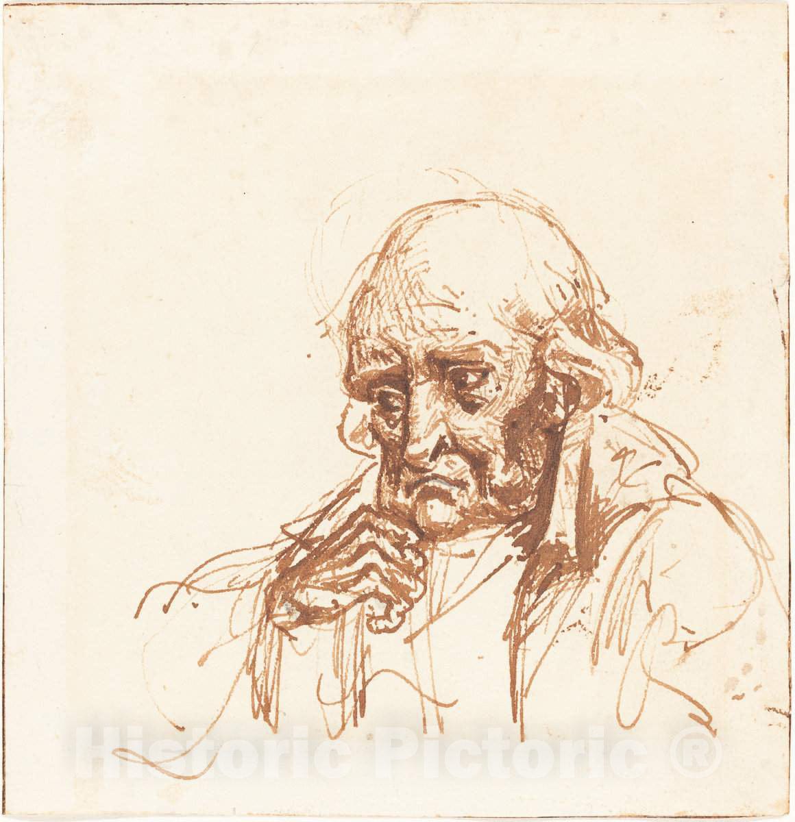 Art Print : Head of an Old Man, 19th Century - Vintage Wall Art