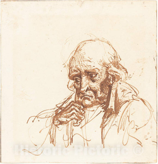 Art Print : Head of an Old Man, 19th Century - Vintage Wall Art