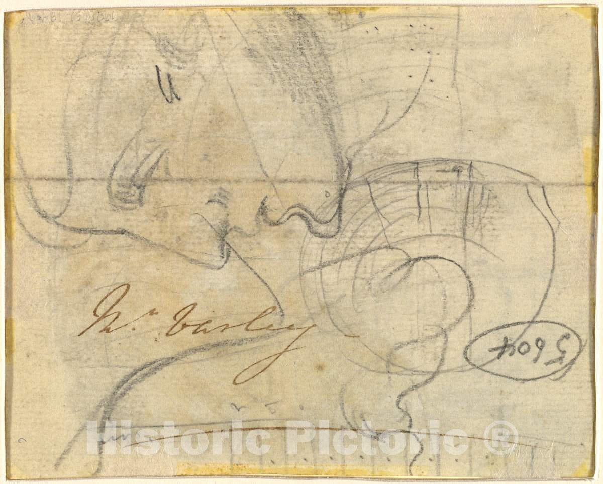 Art Print : John Varley, Study of a Head in Profile [Verso] - Vintage Wall Art