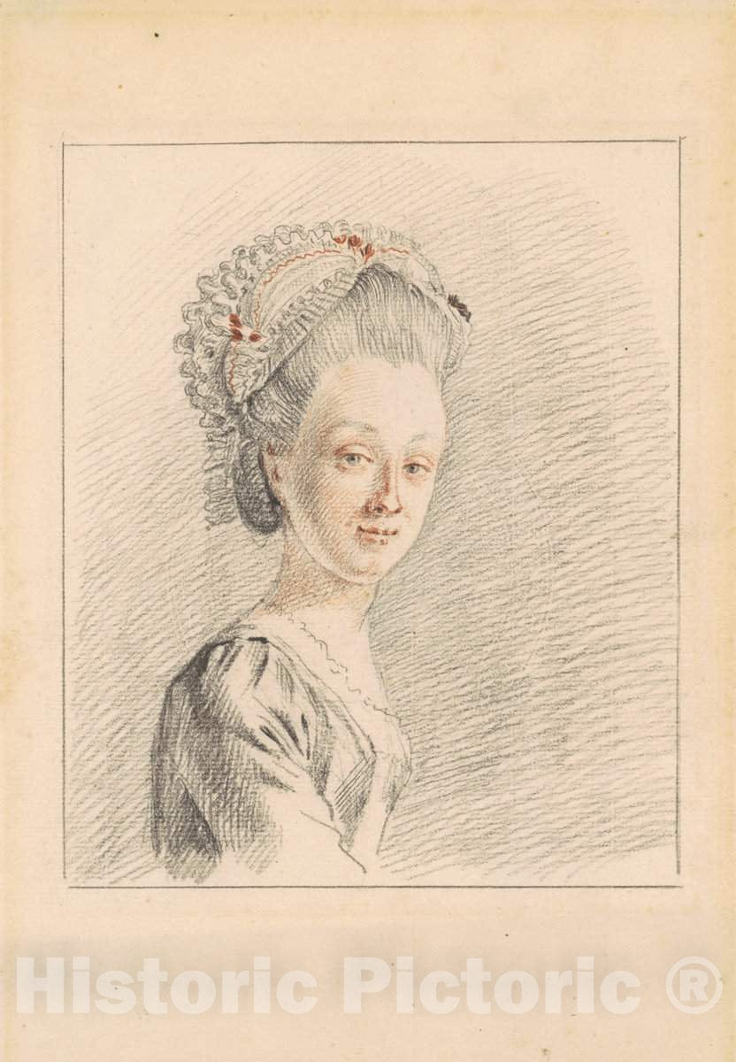 Art Print : Nicolaas Muys, A Lady Wearing a Dormeuse Cap, c.1770 - Vintage Wall Art
