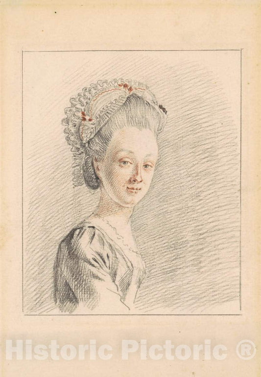 Art Print : Nicolaas Muys, A Lady Wearing a Dormeuse Cap, c.1770 - Vintage Wall Art