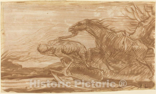 Art Print : Alphonse Legros, Death and Its Horse - Vintage Wall Art