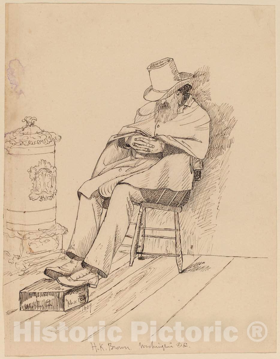 Art Print : John Quincy Adams Ward, H.K. Brown, 1859 - Vintage Wall Art