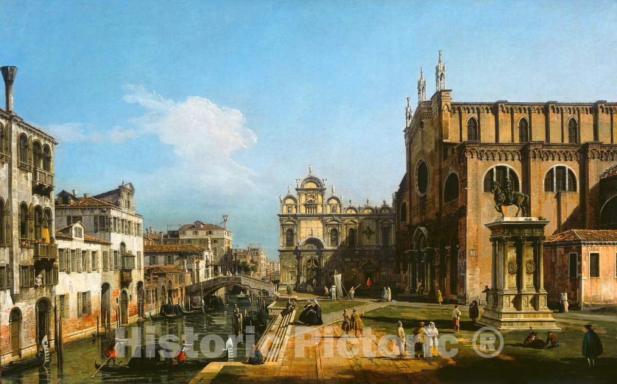 Art Print : Bernardo Bellotto, The Campo di SS. Giovanni e Paolo, Venice, c.1745 - Vintage Wall Art