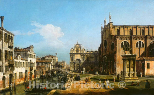 Art Print : Bernardo Bellotto, The Campo di SS. Giovanni e Paolo, Venice, c.1745 - Vintage Wall Art