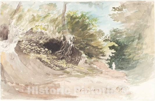 Art Print : Cornelius Varley, A Wooded Lane Near Ross, 1803 - Vintage Wall Art