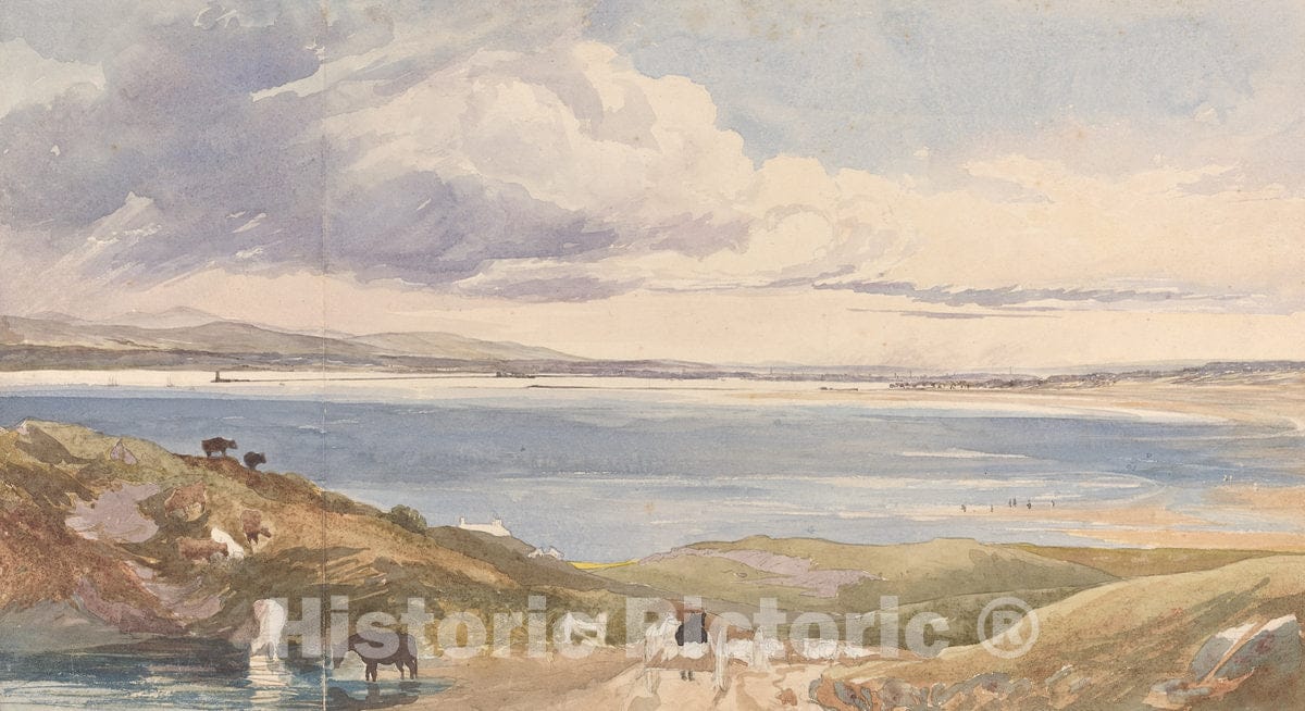 Art Print : Bulwer, Landscape by The Shore with Road in Foreground - Vintage Wall Art