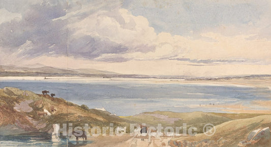Art Print : Bulwer, Landscape by The Shore with Road in Foreground - Vintage Wall Art
