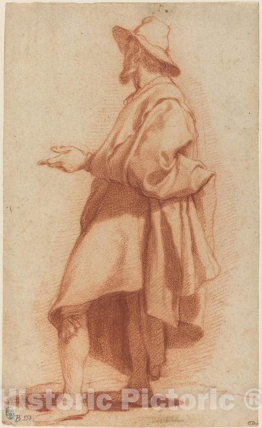 Art Print : Matteo Rosselli, Standing Man Wearing a Cloak and Hat, c. 1602 - Vintage Wall Art
