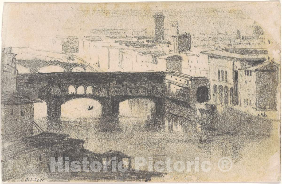 Art Print : John Singer Sargent, Ponte Vecchio, Florence [Recto], 1870-1872 - Vintage Wall Art