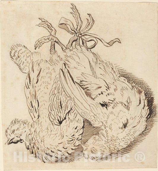 Art Print : Two Dead Chickens, 18th Century - Vintage Wall Art