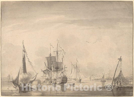 Art Print : John Greenwood, Harbor Scene, c. 1760 - Vintage Wall Art