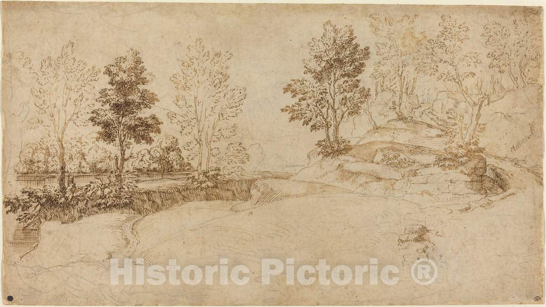 Art Print : River Landscape - Vintage Wall Art