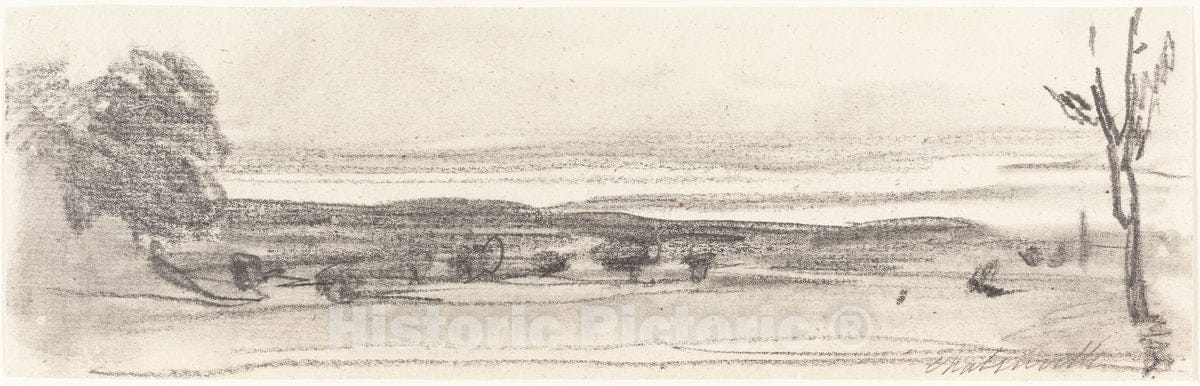 Art Print : John Burgess, A View Across The Park, Chatsworth, Derbyshire - Vintage Wall Art