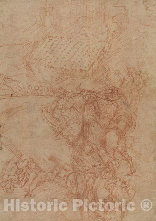 Art Print : Vicentino After Titian, The Battle of Spoleto, c. 1575 - Vintage Wall Art