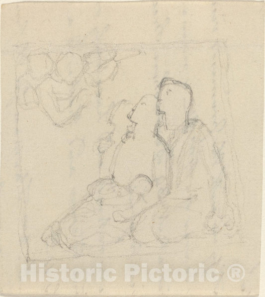 Art Print : John Flaxman, Holy Family with Angels (?) - Vintage Wall Art