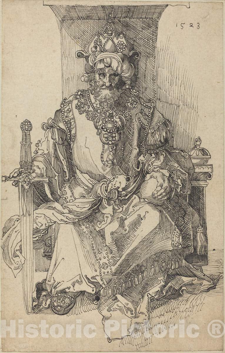 Art Print : Albrecht DÃ¼rer, an Oriental Ruler Seated on His Throne, 1523 - Vintage Wall Art