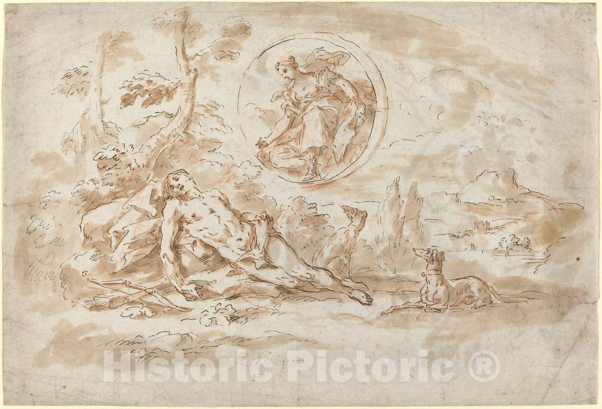 Art Print : Gaspare Diziani, Diana and Endymion - Vintage Wall Art