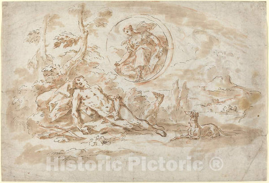 Art Print : Gaspare Diziani, Diana and Endymion - Vintage Wall Art
