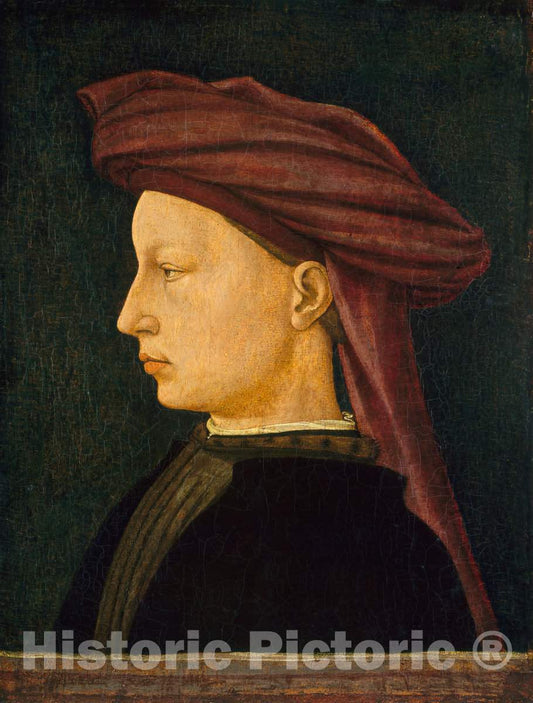 Art Print : Profile Portrait of a Young Man, c.1440 - Vintage Wall Art