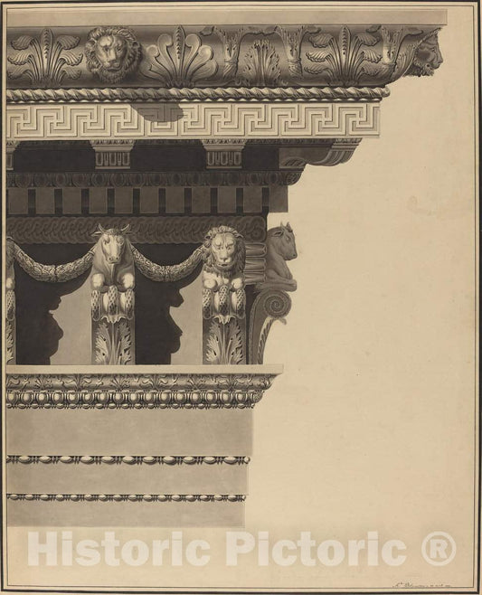 Art Print : Auguste Delacouture, Entablature, 1822 - Vintage Wall Art