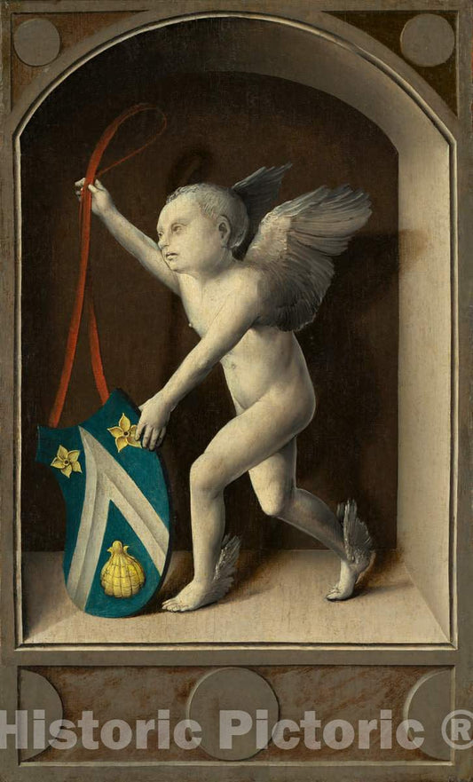 Art Print : Bernard Van Orley, Putto with Arms of Jacques CoÃ«ne [Reverse], c. 1513 - Vintage Wall Art