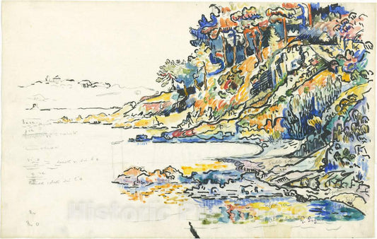 Art Print : Paul Signac, The Calanque at Saint Tropez, 1906 - Vintage Wall Art