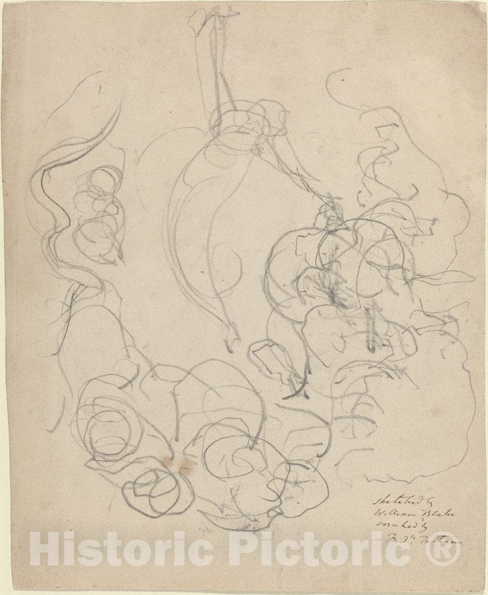 Art Print : William Blake, A Figure Ascending in a Glory of Clouds (?), c. 1805 - Vintage Wall Art