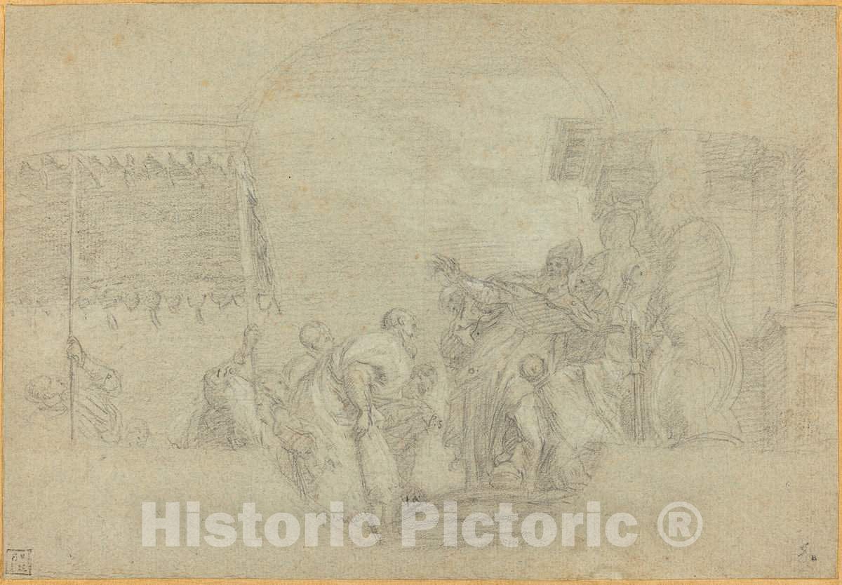 Art Print : Sebastiano Conca, A Bishop Blessing a King - Vintage Wall Art