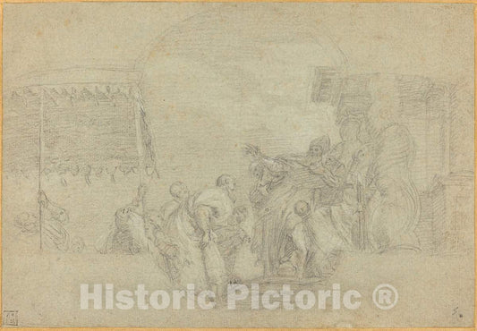 Art Print : Sebastiano Conca, A Bishop Blessing a King - Vintage Wall Art