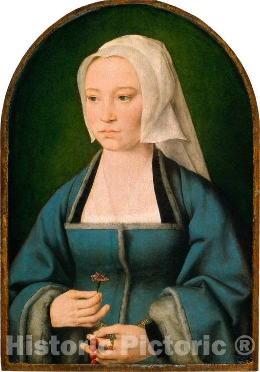 Art Print : Joos Van Cleve, Margaretha Boghe, Wife of Joris Vezeleer, 1518 - Vintage Wall Art