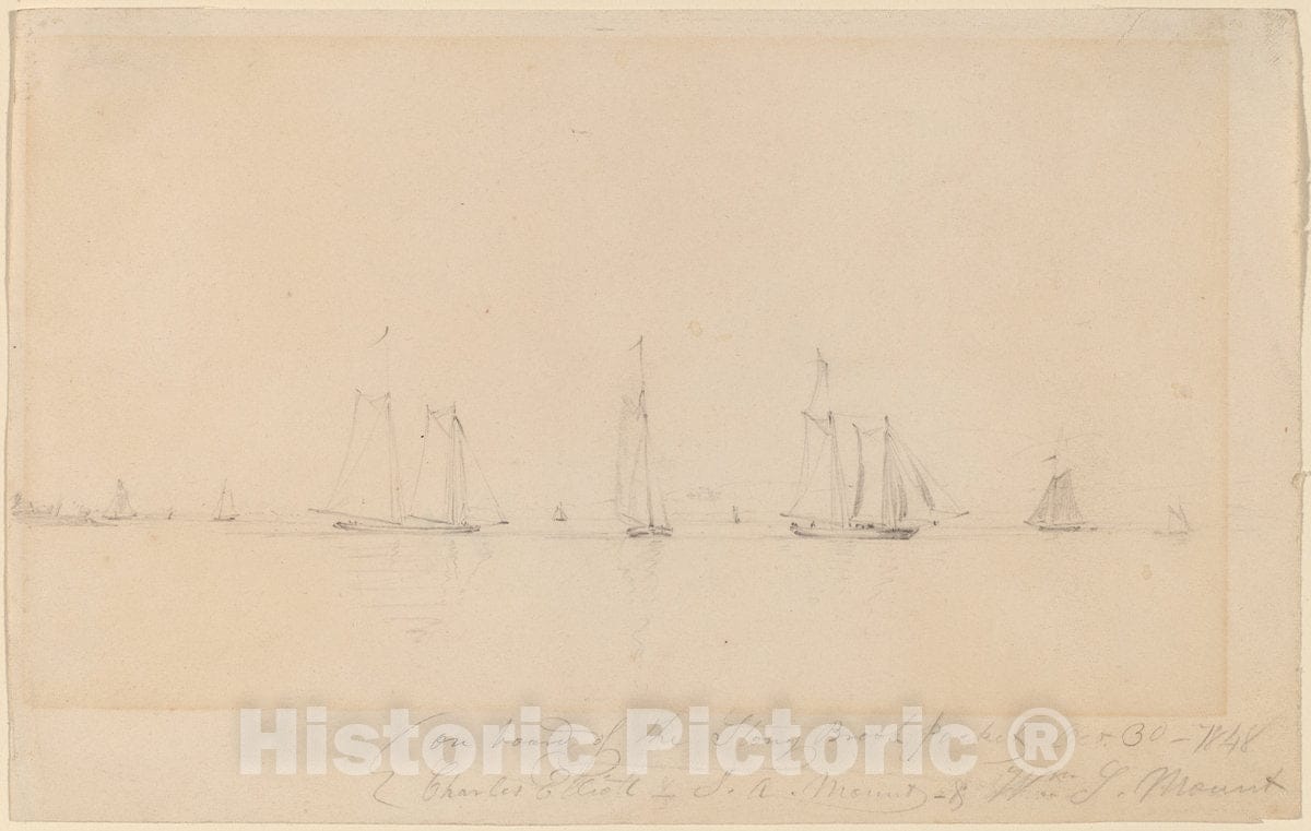 Art Print : William Sidney Mount, On Board of The Stony Brook Packet, 1848 - Vintage Wall Art