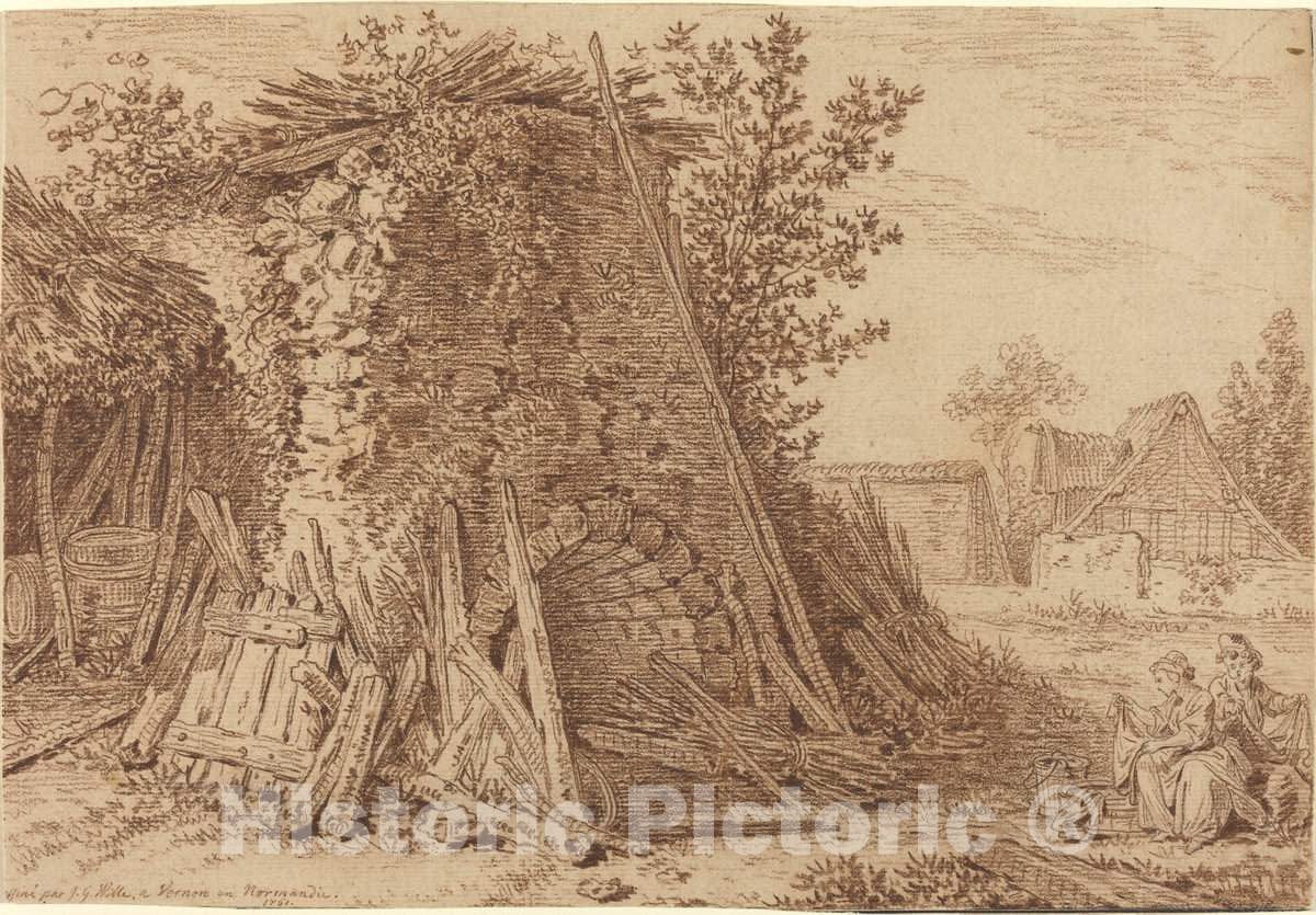 Art Print : Johann Georg Wille, A Rustic Kiln at Vernon, 1761 - Vintage Wall Art