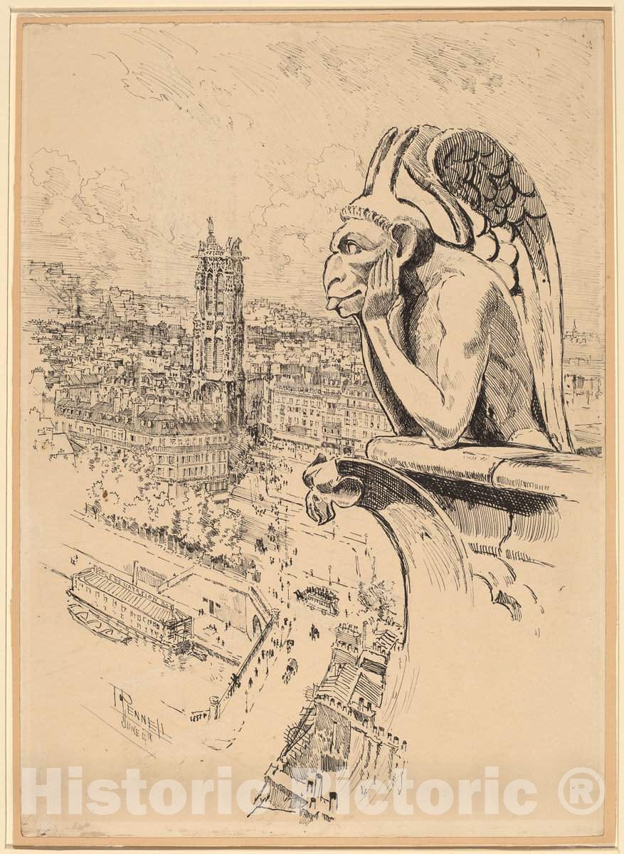 Art Print : Joseph Pennell, Study for Le Stryge, 1893 - Vintage Wall Art