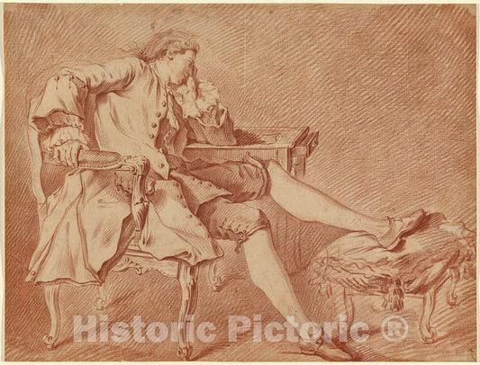 Art Print : Carle Van Loo, Gentleman Lounging in a Chair - Vintage Wall Art