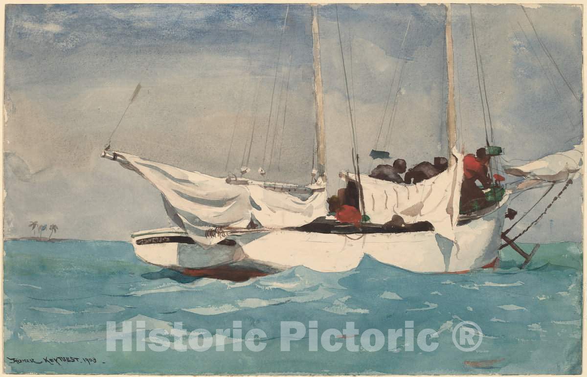 Art Print : Winslow Homer, Key West, Hauling Anchor, 1903 - Vintage Wall Art