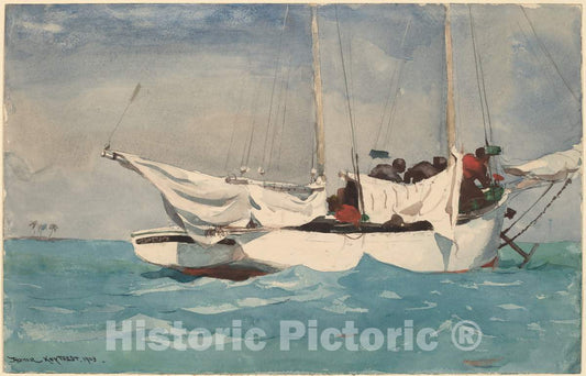 Art Print : Winslow Homer, Key West, Hauling Anchor, 1903 - Vintage Wall Art