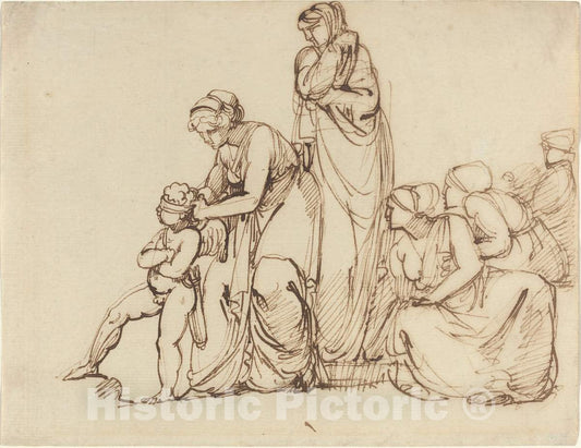 Art Print : George Romney, The Blindfolding of Cupid, After 1797 - Vintage Wall Art