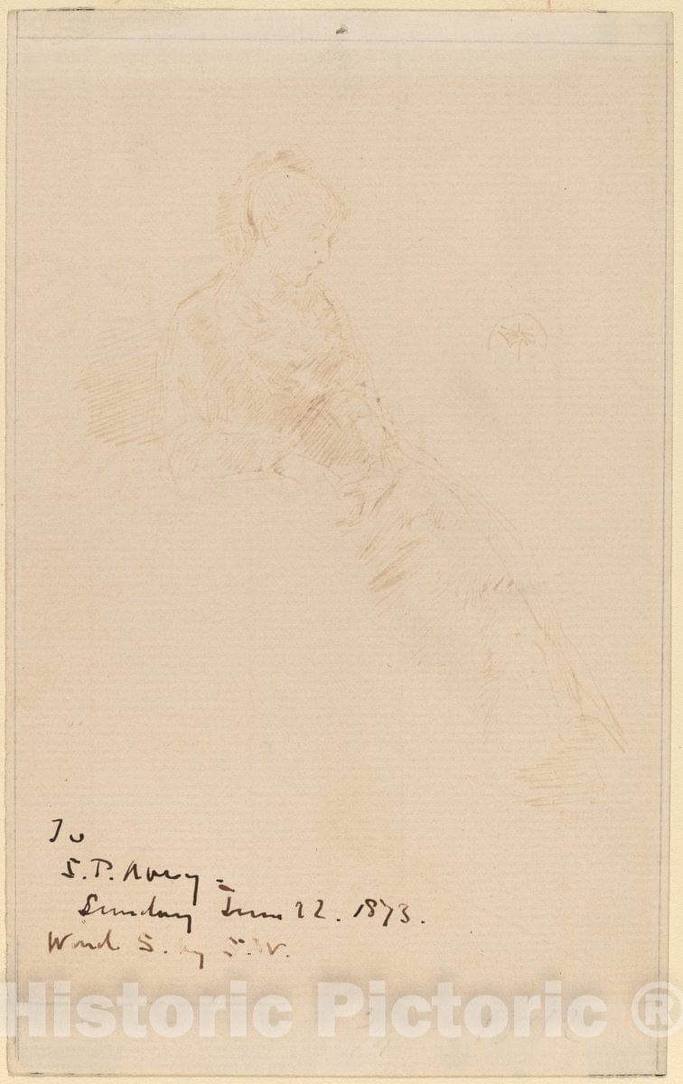 Art Print : James McNeill Whistler, Sketch of Maud, c.1872 - Vintage Wall Art