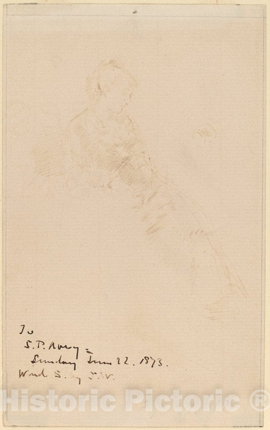 Art Print : James McNeill Whistler, Sketch of Maud, c.1872 - Vintage Wall Art